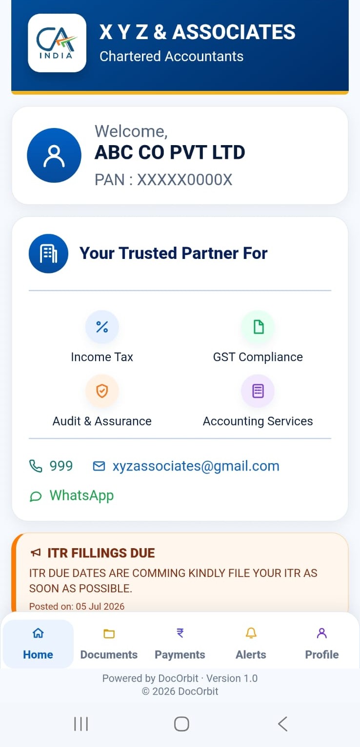 DocOrbit firm-branded client app screenshot